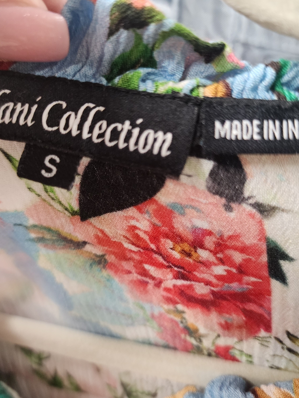 Tolani Multicolor Floral Patchwork Ruffle-Blouse - Picture 4 of 5